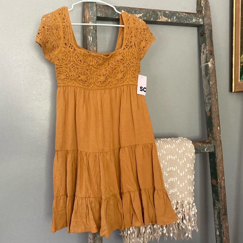 NWT Mustard Crochet Dress
